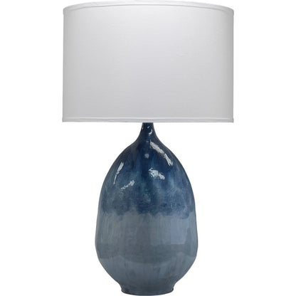 Twilight Table Lamp by Jamie Young in blue ombre enameled metal. Made from iron in a coastal style.