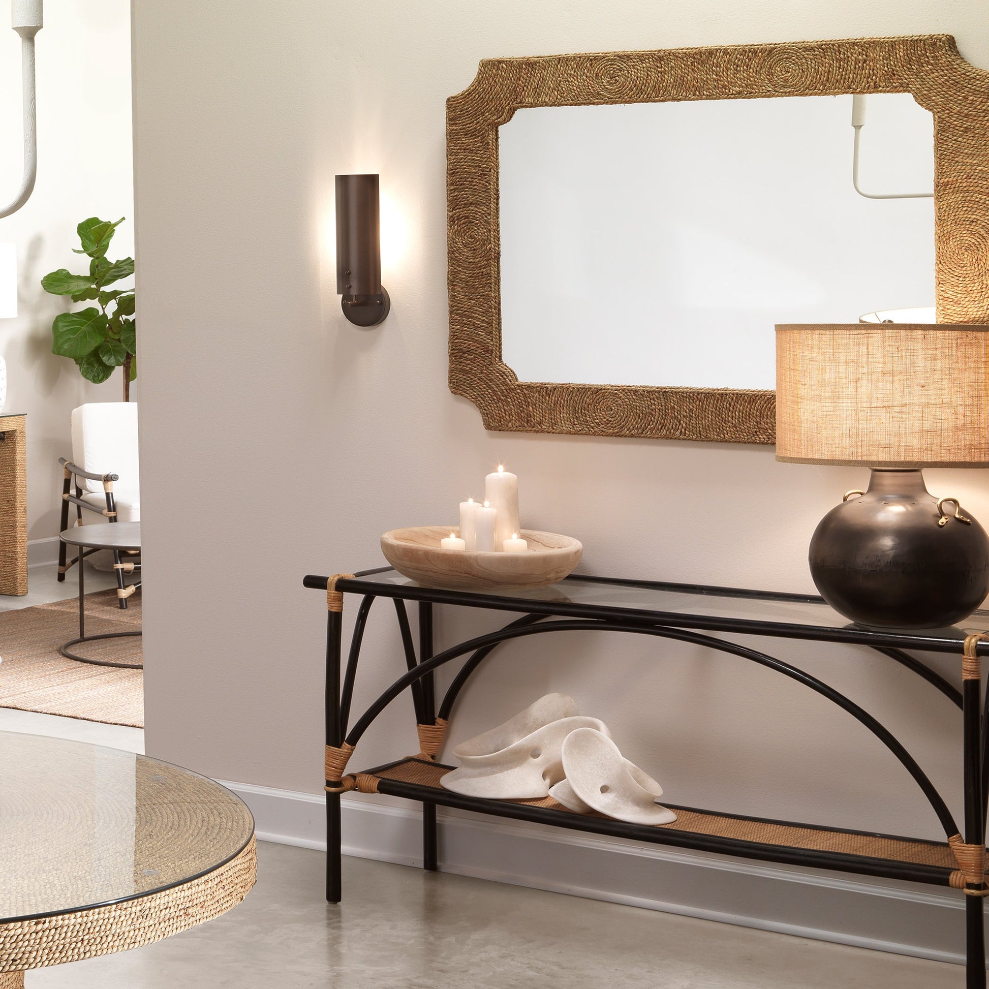 Two Handled Kettle Table Lamp by Jamie Young in iron. Made from metal in a modern style.