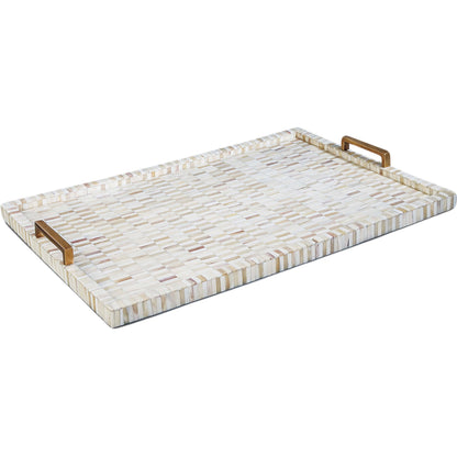 Multi-Tone Bone and Brass Tray by Regina Andrew in white, natural. Made from bone in a coastal style.