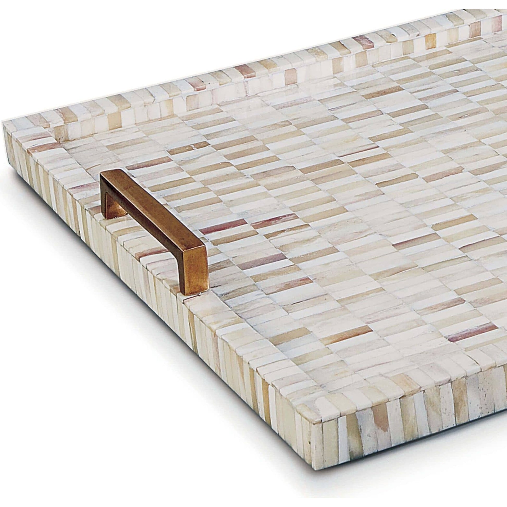 Multi-Tone Bone and Brass Tray by Regina Andrew in white, natural. Made from bone in a coastal style.