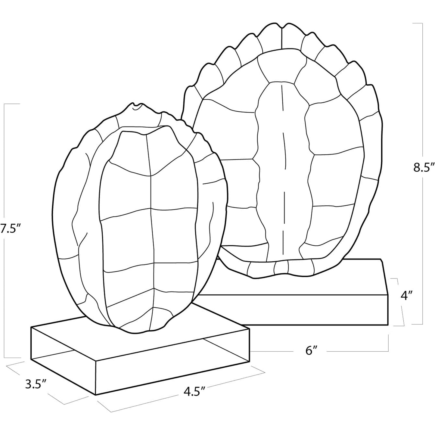 002 S-287335 | Additional Silo | Turtle Shells on Crystal (Set of 2) by Regina Andrew in white, natural. Made from resin in a coastal style.