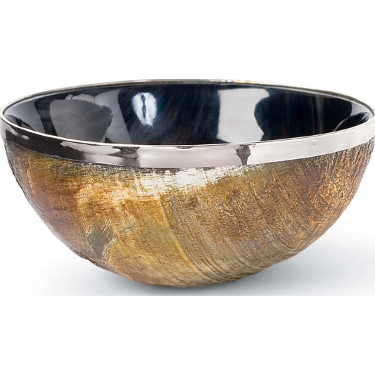 Polished Horn and Brass Bowl by Regina Andrew in brown. Made from horn in a eclectic & global style.