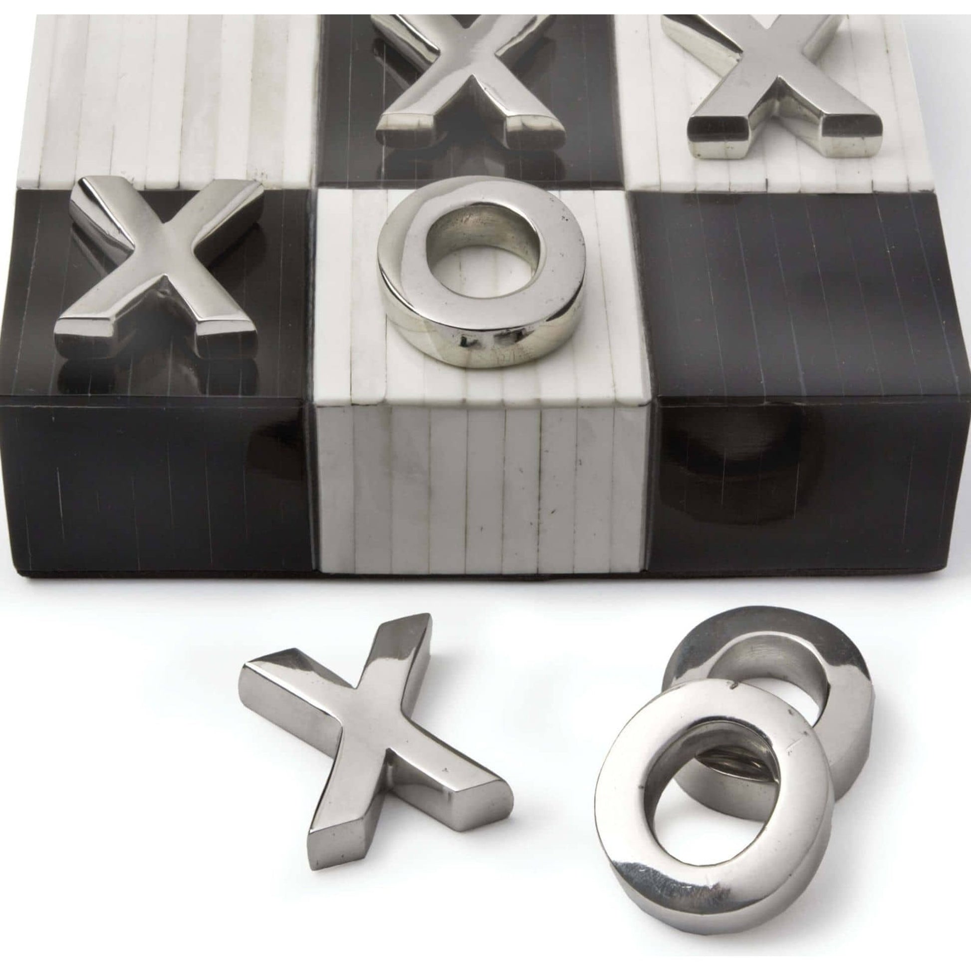 Tic Tac Toe Flat Board with Nickel Pieces by Regina Andrew. Made from bone in a eclectic & global style.