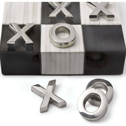 Tic Tac Toe Flat Board with Nickel Pieces by Regina Andrew. Made from bone in a eclectic & global style.
