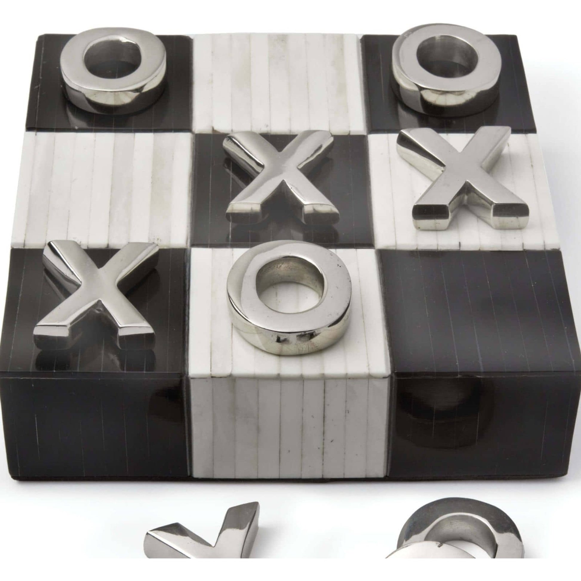 Tic Tac Toe Flat Board with Nickel Pieces by Regina Andrew. Made from bone in a eclectic & global style.
