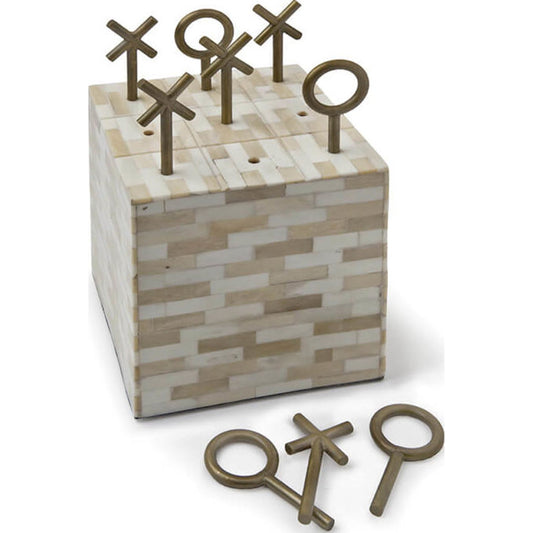 Tic Tac Toe Block by Regina Andrew in white, natural. Made from bone in a modern style.