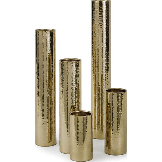 Hammered Bud Vase Set by Regina Andrew in gold and gold. Made from stainless steel in a modern style.
