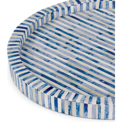 Bone and Indigo Tray Round by Regina Andrew. Made from bone in a coastal style.