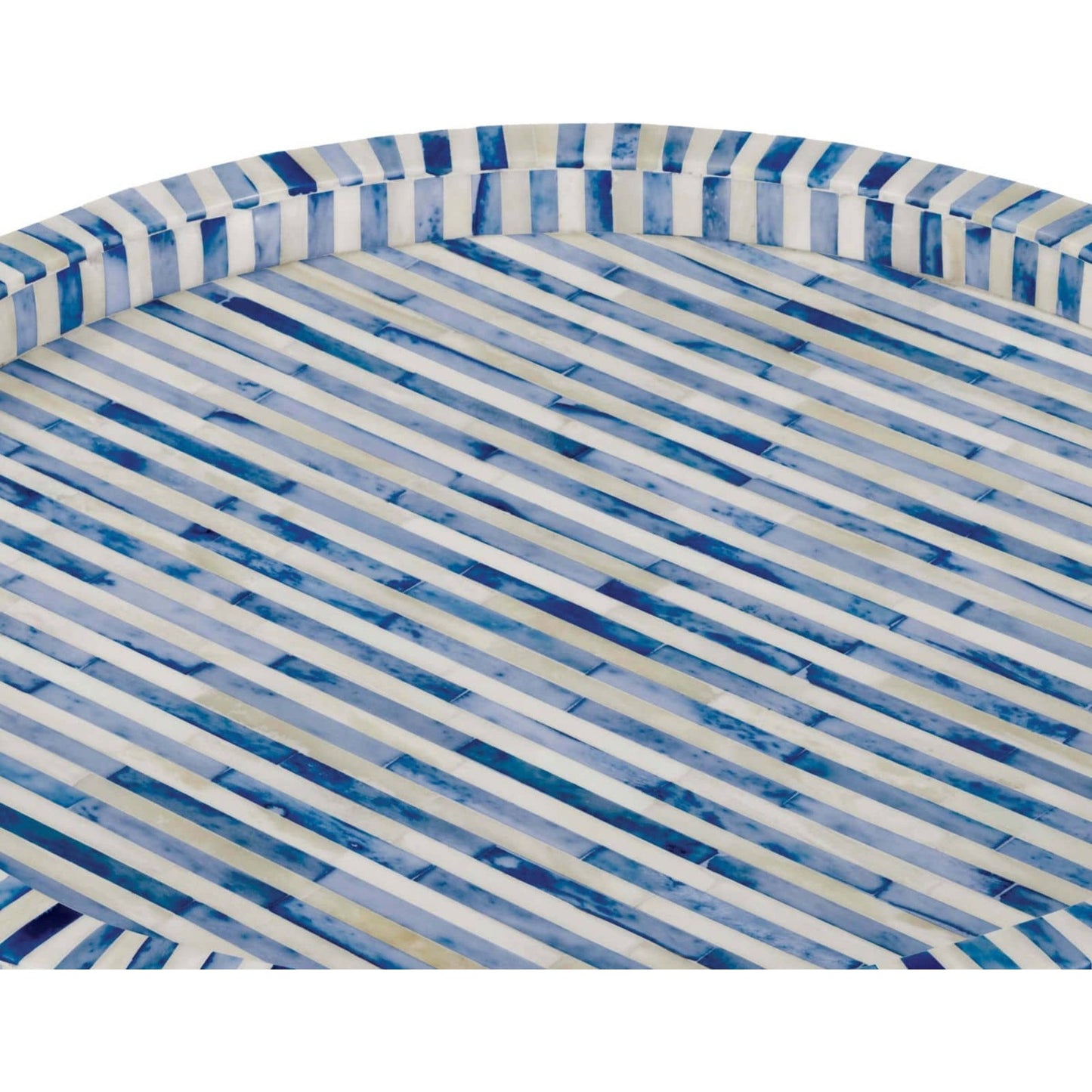 004 S-286752 | Closeup | Bone and Indigo Tray Round by Regina Andrew. Made from bone in a coastal style.