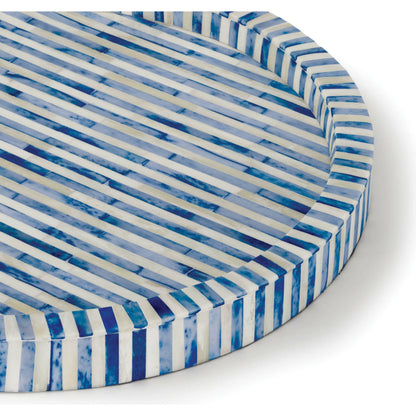 Bone and Indigo Tray Round by Regina Andrew. Made from bone in a coastal style.