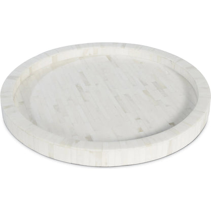 Bone and Indigo Tray Round by Regina Andrew. Made from bone in a coastal style.