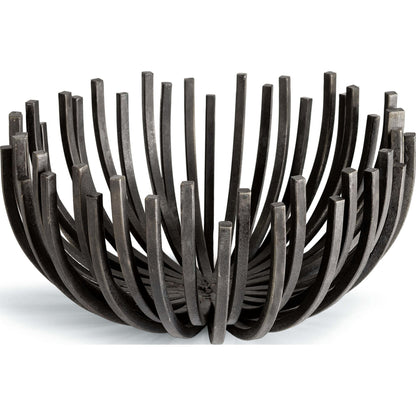 Webbed Bowl Circle by Regina Andrew in ebony and blackened iron. Made from iron in a modern style.