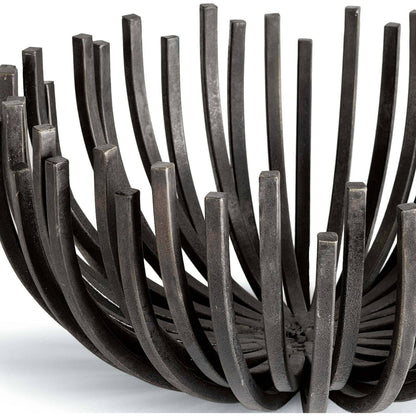 Webbed Bowl Circle by Regina Andrew in ebony and blackened iron. Made from iron in a modern style.