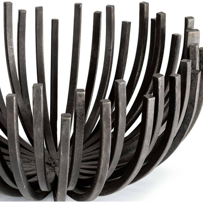 Webbed Bowl Circle by Regina Andrew in ebony and blackened iron. Made from iron in a modern style.
