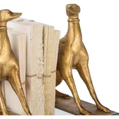 Norman Bookends by Regina Andrew in gold and antique gold leaf. Made from resin in a traditional style.