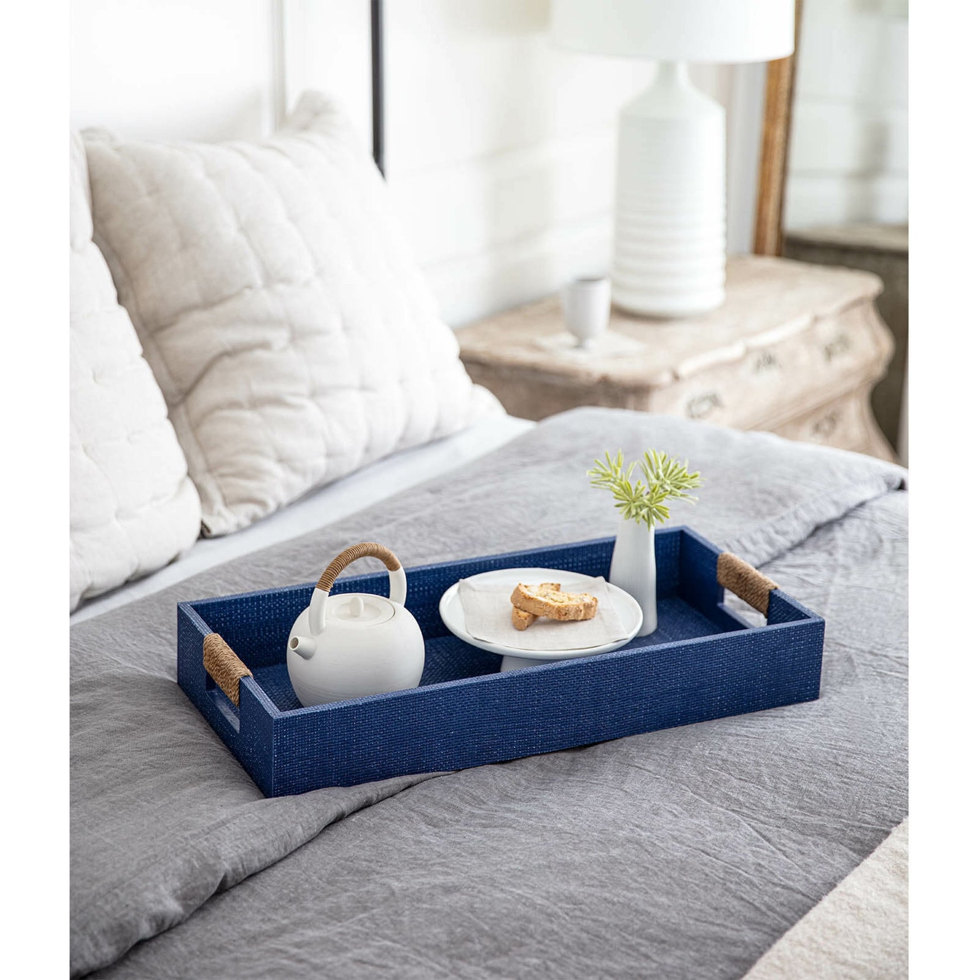 Logia Rectangle Tray by Regina Andrew in white. Made from resin in a modern style.