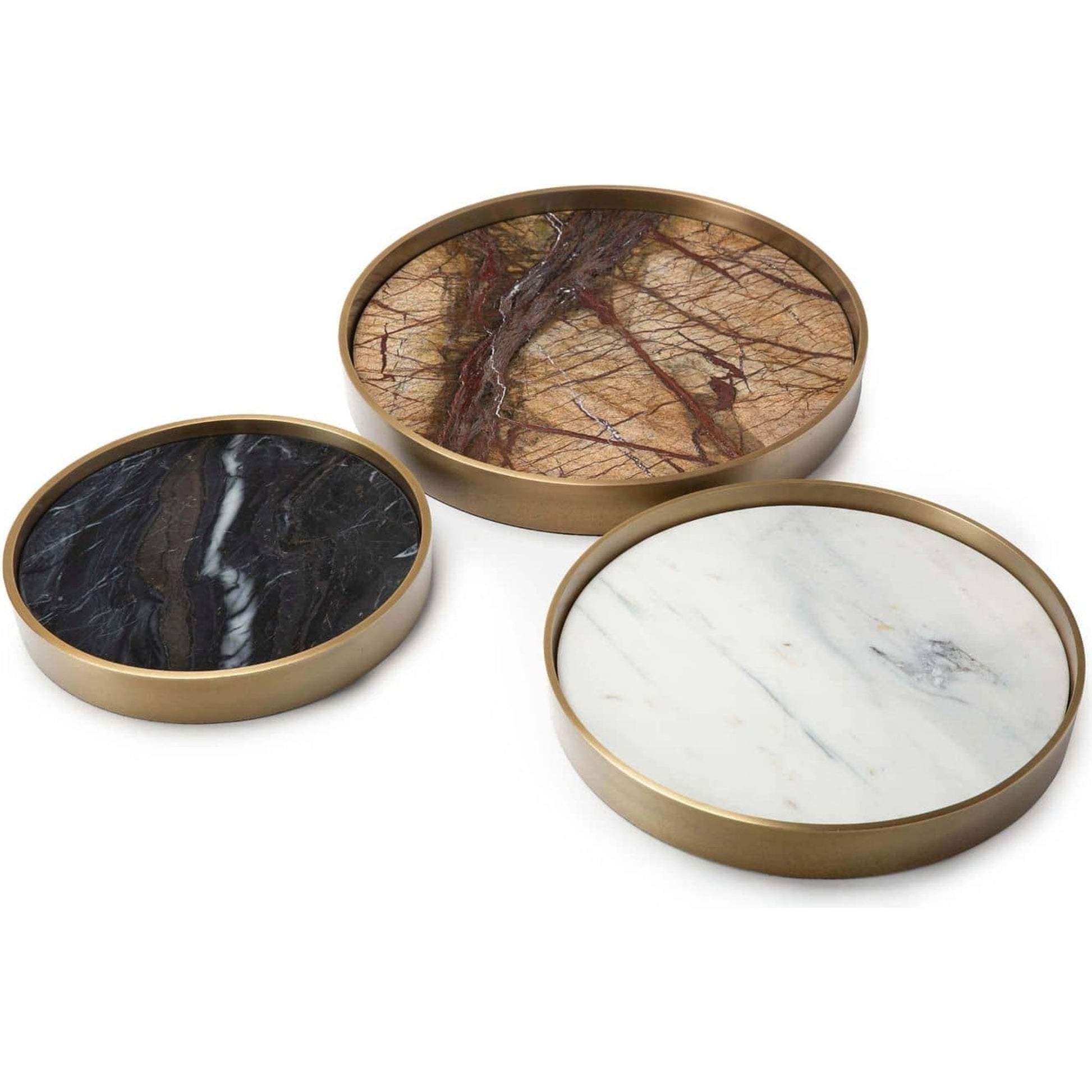 Mixer Trays (Set of 3) by Regina Andrew in brass and natural brass. Made from steel in a modern style.