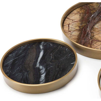 Mixer Trays (Set of 3) by Regina Andrew in brass and natural brass. Made from steel in a modern style.