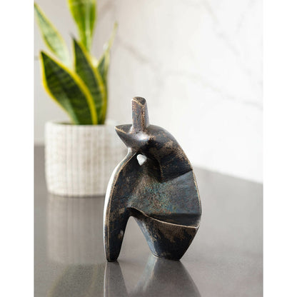 Deity Sculpture by Regina Andrew in black and blacken zinc. Made from aluminum in a eclectic & global style.