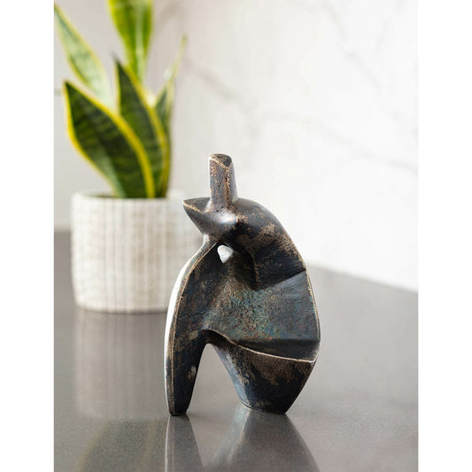 Deity Sculpture by Regina Andrew in black and blacken zinc. Made from aluminum in a eclectic & global style.