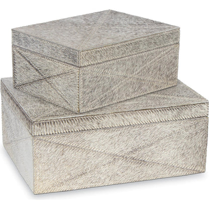 Andres Hair on Hide Box Set by Regina Andrew in grey. Made from hair on hide in a modern style.