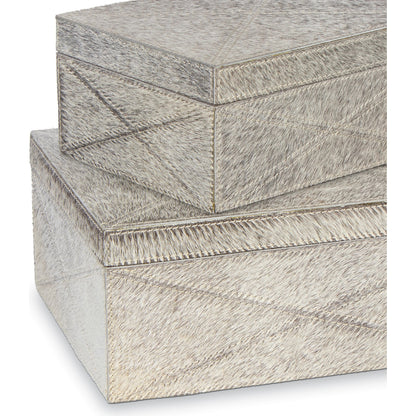 Andres Hair on Hide Box Set by Regina Andrew in grey. Made from hair on hide in a modern style.