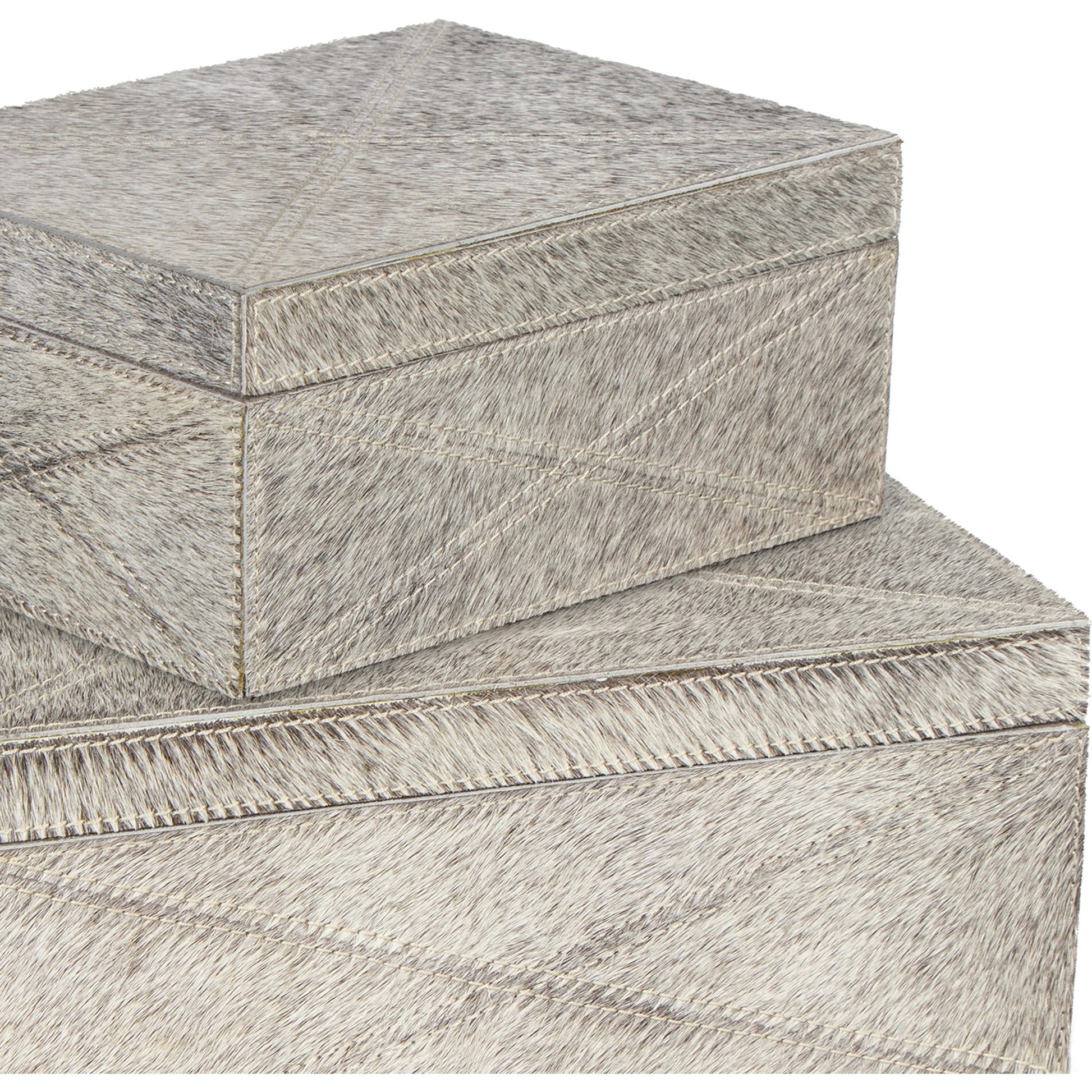 Andres Hair on Hide Box Set by Regina Andrew in grey. Made from hair on hide in a modern style.
