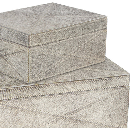 Andres Hair on Hide Box Set by Regina Andrew in grey. Made from hair on hide in a modern style.