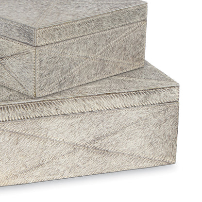 Andres Hair on Hide Box Set by Regina Andrew in grey. Made from hair on hide in a modern style.