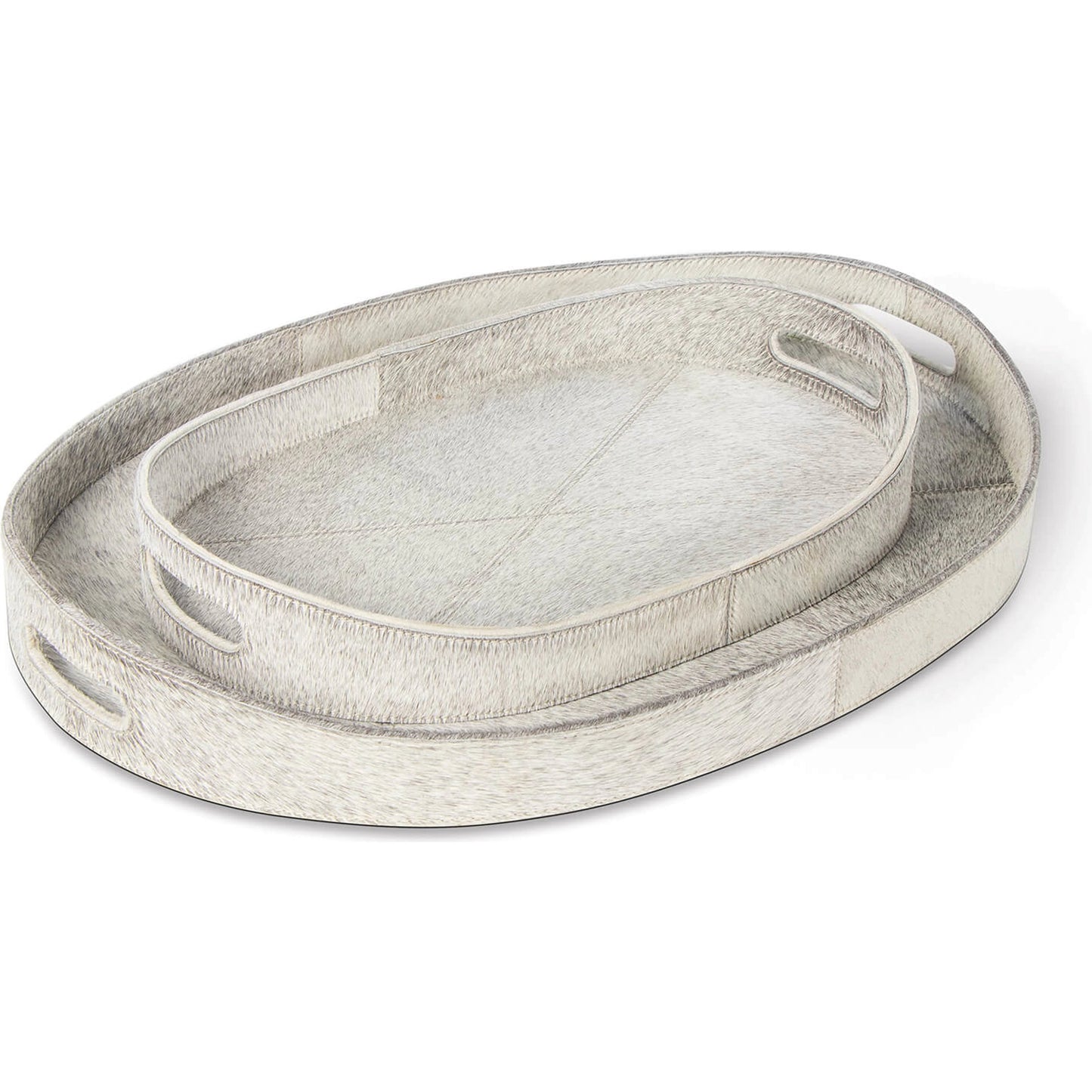 001 SI-1949227 | Primary Silo | Andres Hair on Hide Tray Set by Regina Andrew in grey. Made from hair on hide in a modern style.