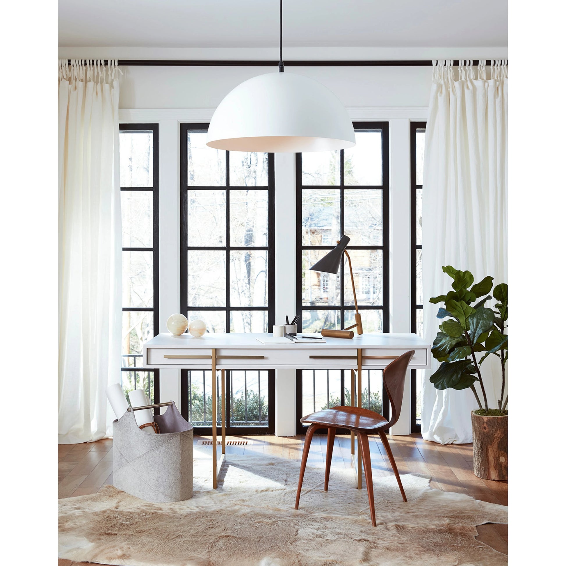 Andres Hair on Hide Basket by Regina Andrew in grey. Made from hair on hide in a modern style.