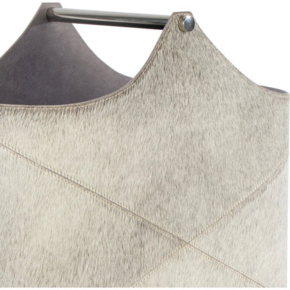 Andres Hair on Hide Basket by Regina Andrew in grey. Made from hair on hide in a modern style.
