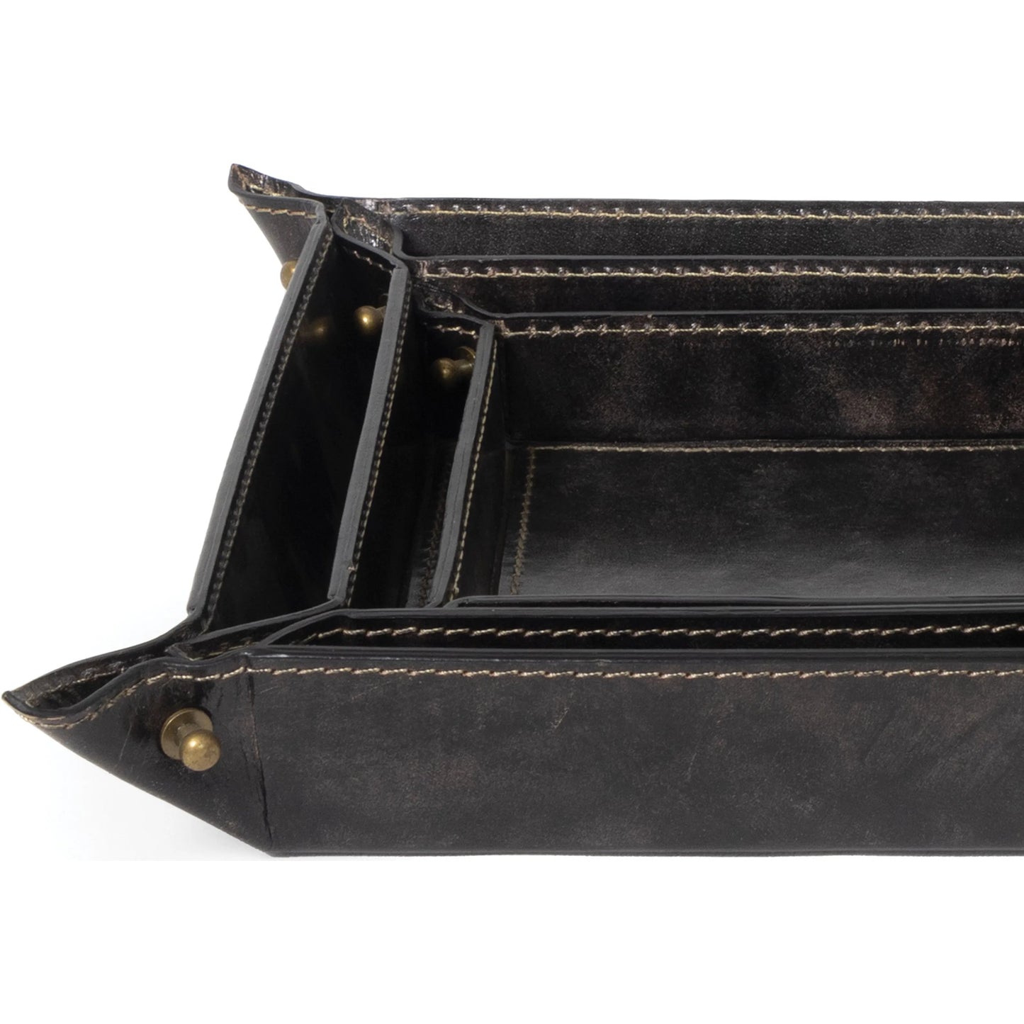 006 SI-1949262 | Closeup | Derby Leather Tray Set by Regina Andrew. Made from leather in a modern style.