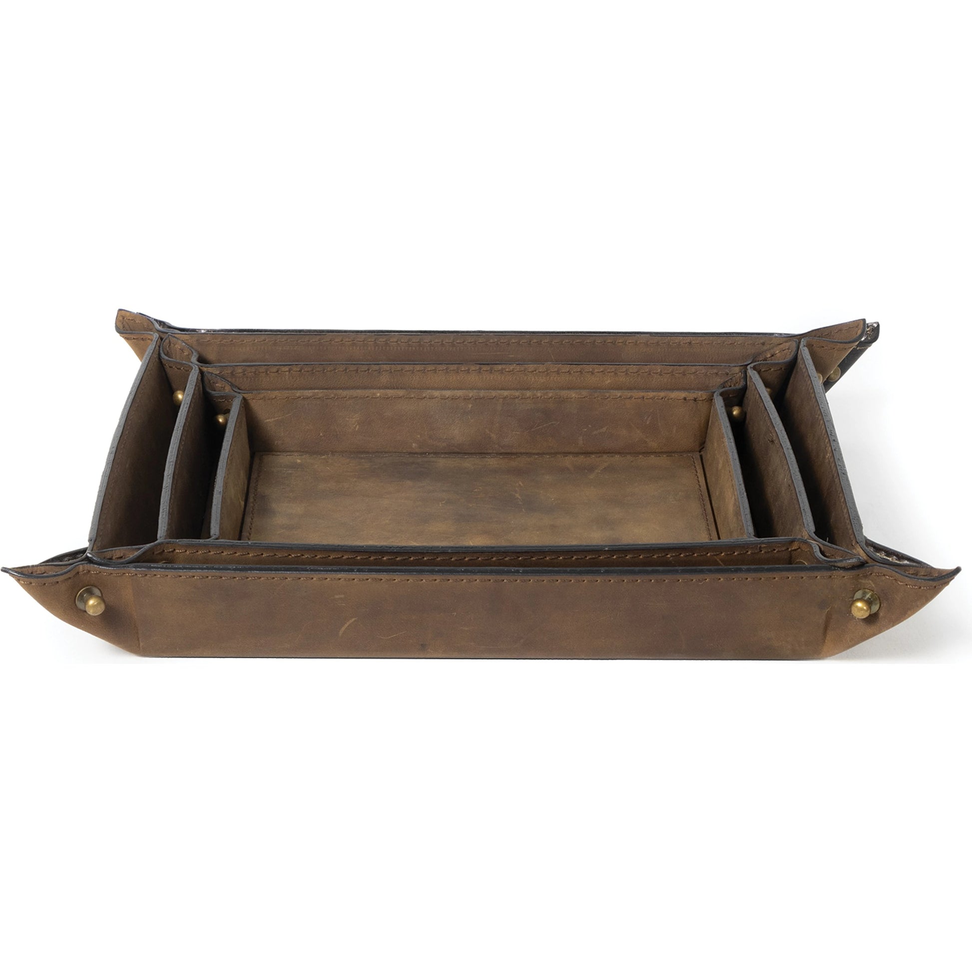Derby Leather Tray Set by Regina Andrew. Made from leather in a modern style.