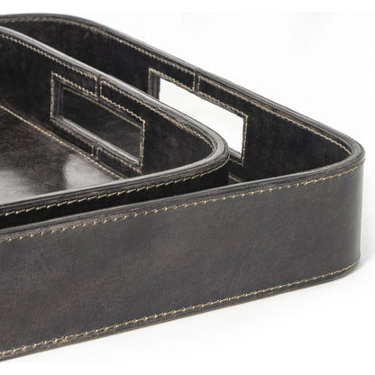 Derby Rectangle Leather Tray Set by Regina Andrew. Made from leather in a modern style.