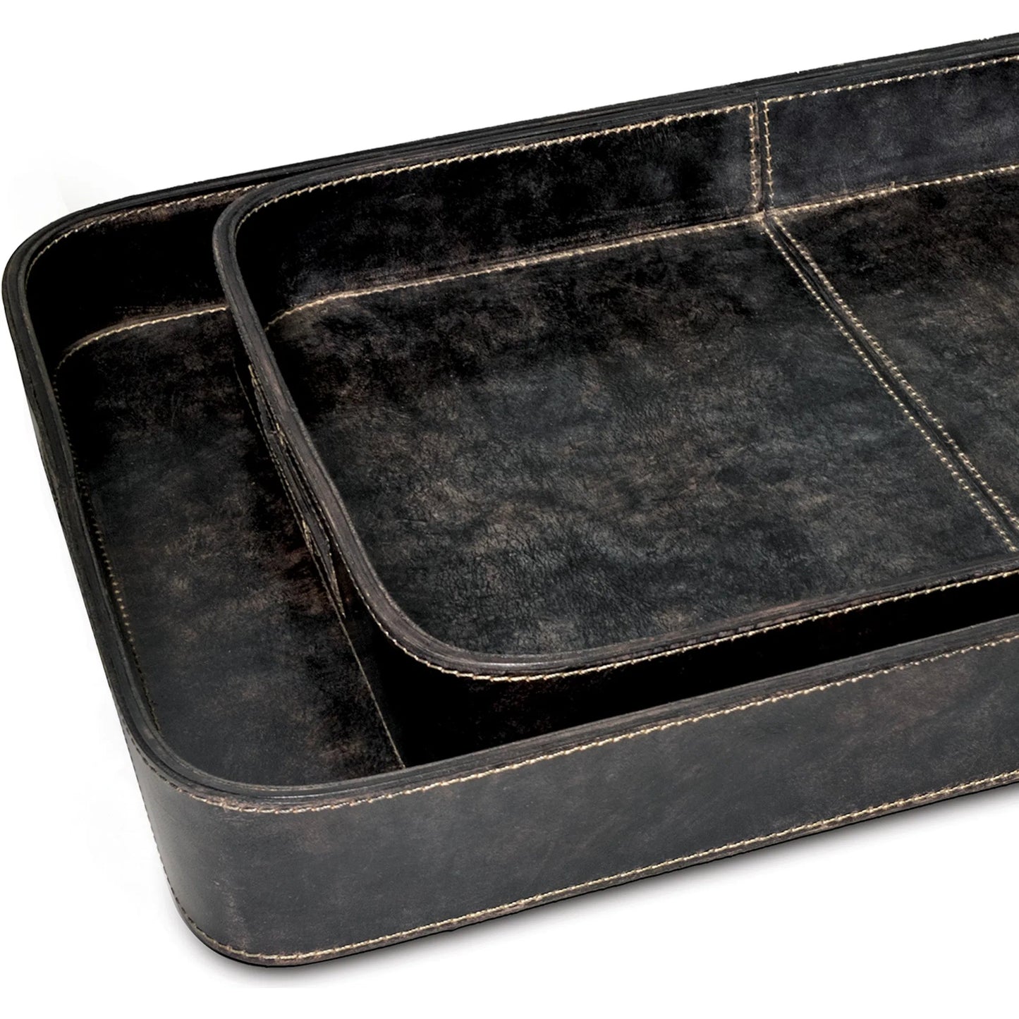 006 SI-1949264 | Closeup | Derby Rectangle Leather Tray Set by Regina Andrew. Made from leather in a modern style.