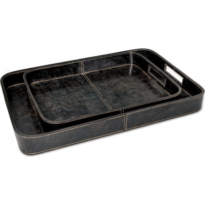 Derby Rectangle Leather Tray Set by Regina Andrew. Made from leather in a modern style.