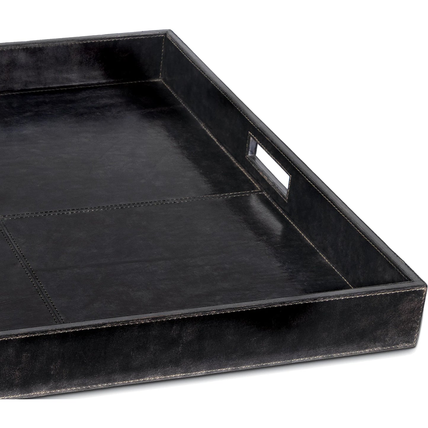 006 SI-1949267 | Closeup | Derby Square Leather Tray by Regina Andrew. Made from leather in a modern style.
