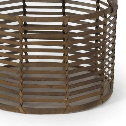 Finn Leather Basket by Regina Andrew in brown. Made from leather in a cottage & farmhouse style.