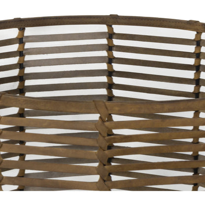 Finn Leather Basket by Regina Andrew in brown. Made from leather in a cottage & farmhouse style.
