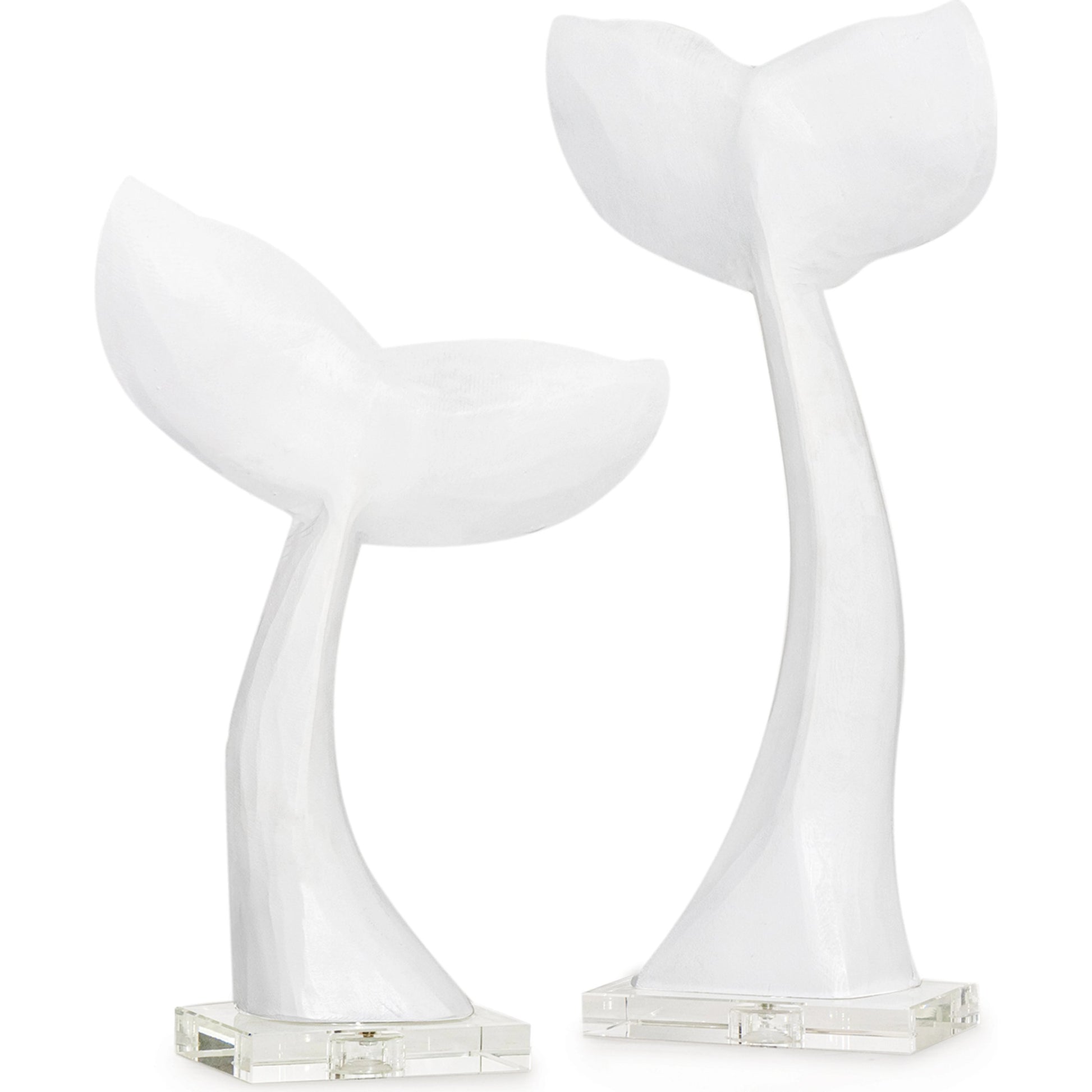 Whale Tail Pair by Regina Andrew in white. Made from resin in a coastal style.