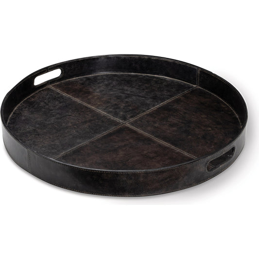 Derby Round Leather Tray by Regina Andrew. Made from leather in a modern style.