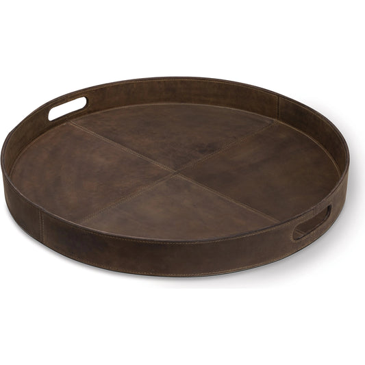 Derby Round Leather Tray by Regina Andrew. Made from leather in a modern style.