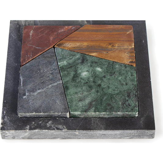 Milena Marble Tabletop Puzzle by Regina Andrew in black. Made from marble in a modern style.