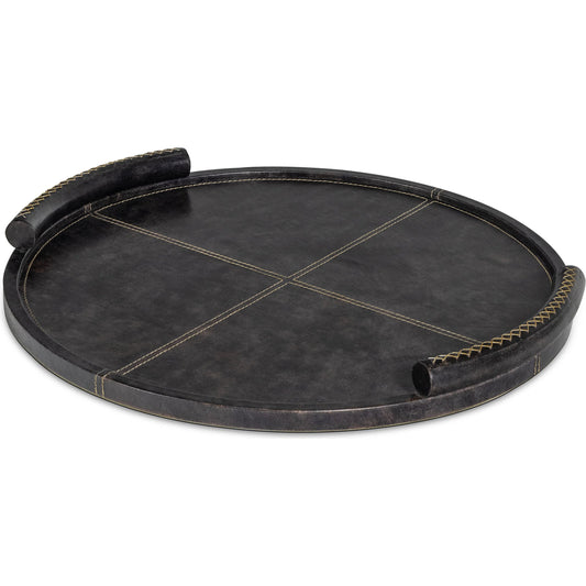 Forte Leather Tray Round by Regina Andrew. Made from leather in a unique style.