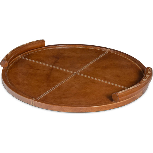 Forte Leather Tray Round by Regina Andrew. Made from leather in a unique style.