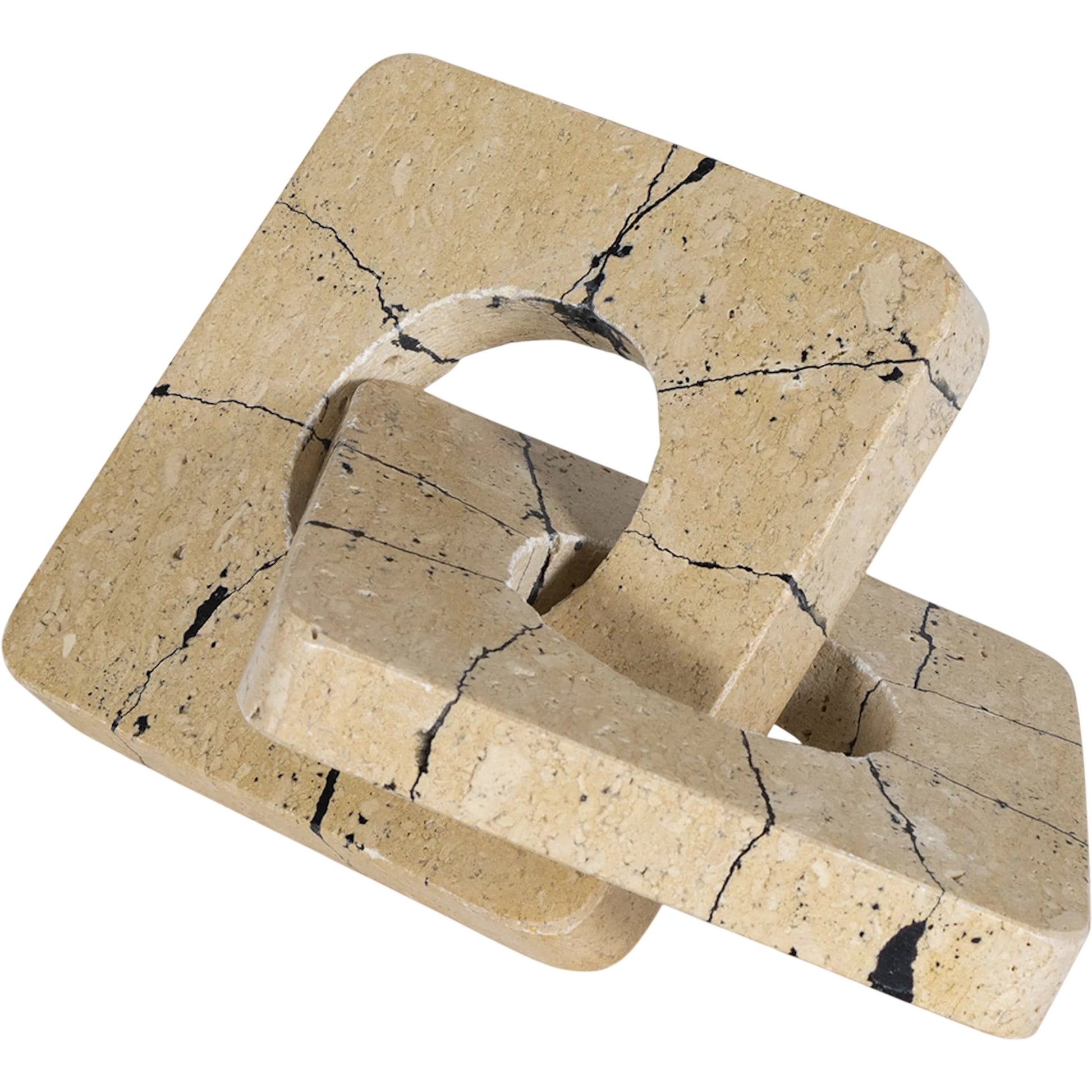 Gemini Marble Accessory by Regina Andrew in brown and natural stone. Made from travertine in a unique style.