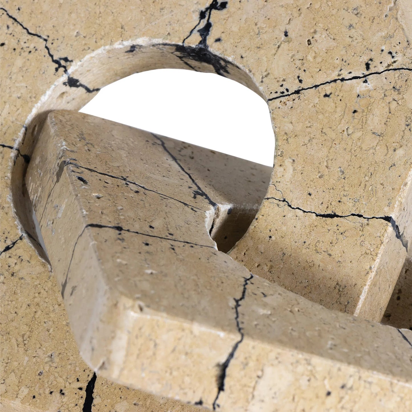002 SI-2629013 | Closeup | Gemini Marble Accessory by Regina Andrew in brown and natural stone. Made from travertine in a unique style.