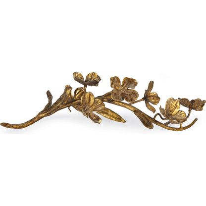 Dogwood Sprig by Regina Andrew in antique gold leaf. Made from steel in a modern style.