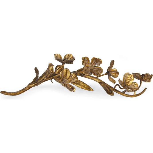 Dogwood Sprig by Regina Andrew in antique gold leaf. Made from steel in a unique style.